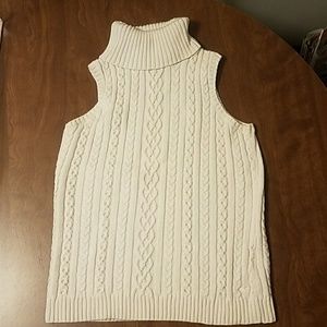 Ivory sleeveless turtleneck sweater